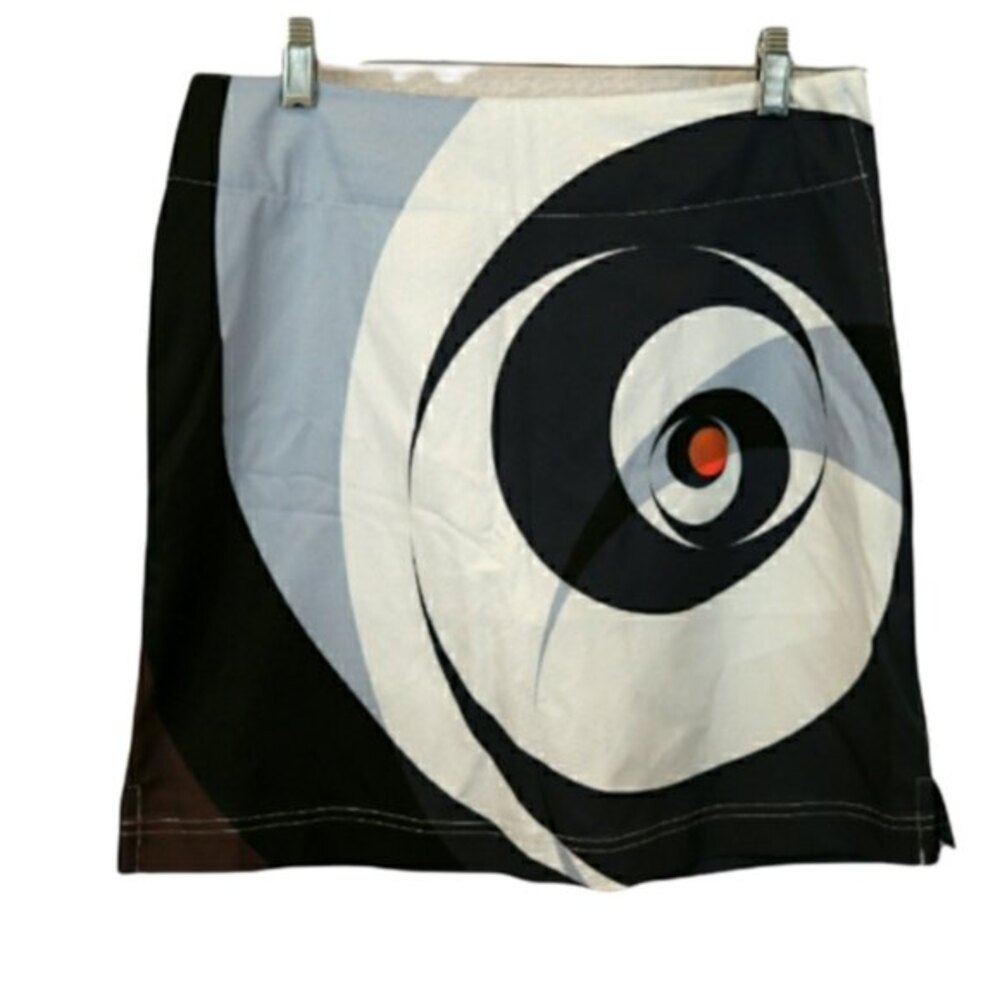Lija Swirl Print Tennis Skort Built-In Shorts Black & White Size 2